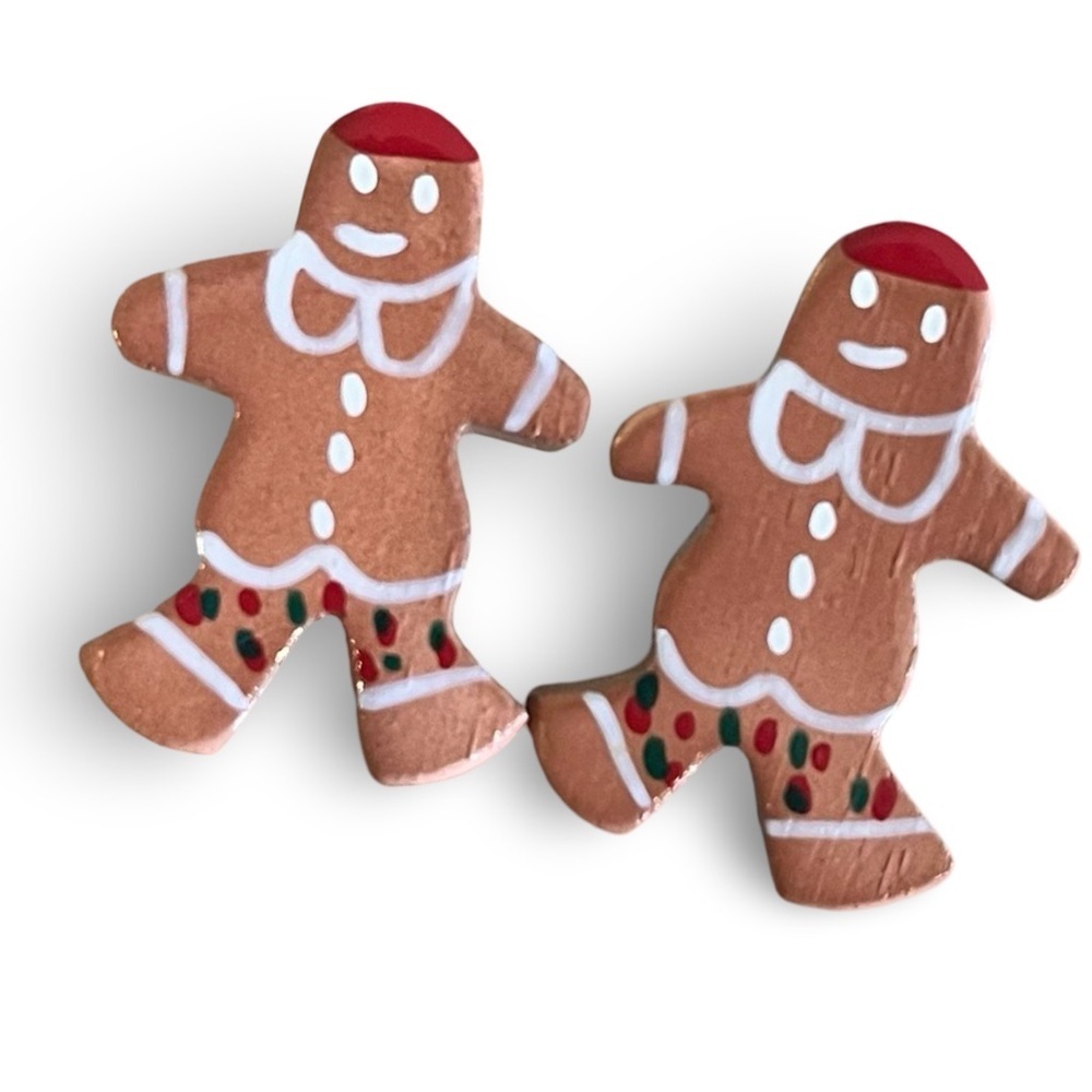 Vintage Christmas Holiday Gingerbread Man Earrings